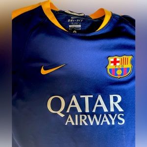 FCB futbol club Barcelona soccer jersey. Boys size medium in blue